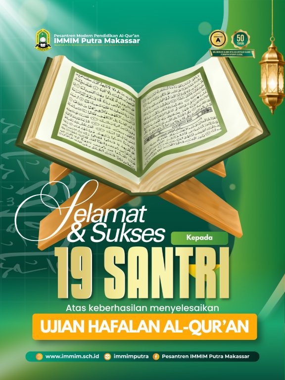 19 Santri Pesantren IMMIM Putra Makassar Selesaikan Ujian Hafalan Al-Qur’an