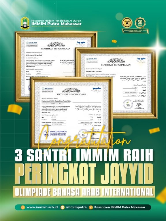 3 Santri IMMIM Raih Predikat Jayyid pada Olimpiade Bahasa Arab Tingkat Internasional