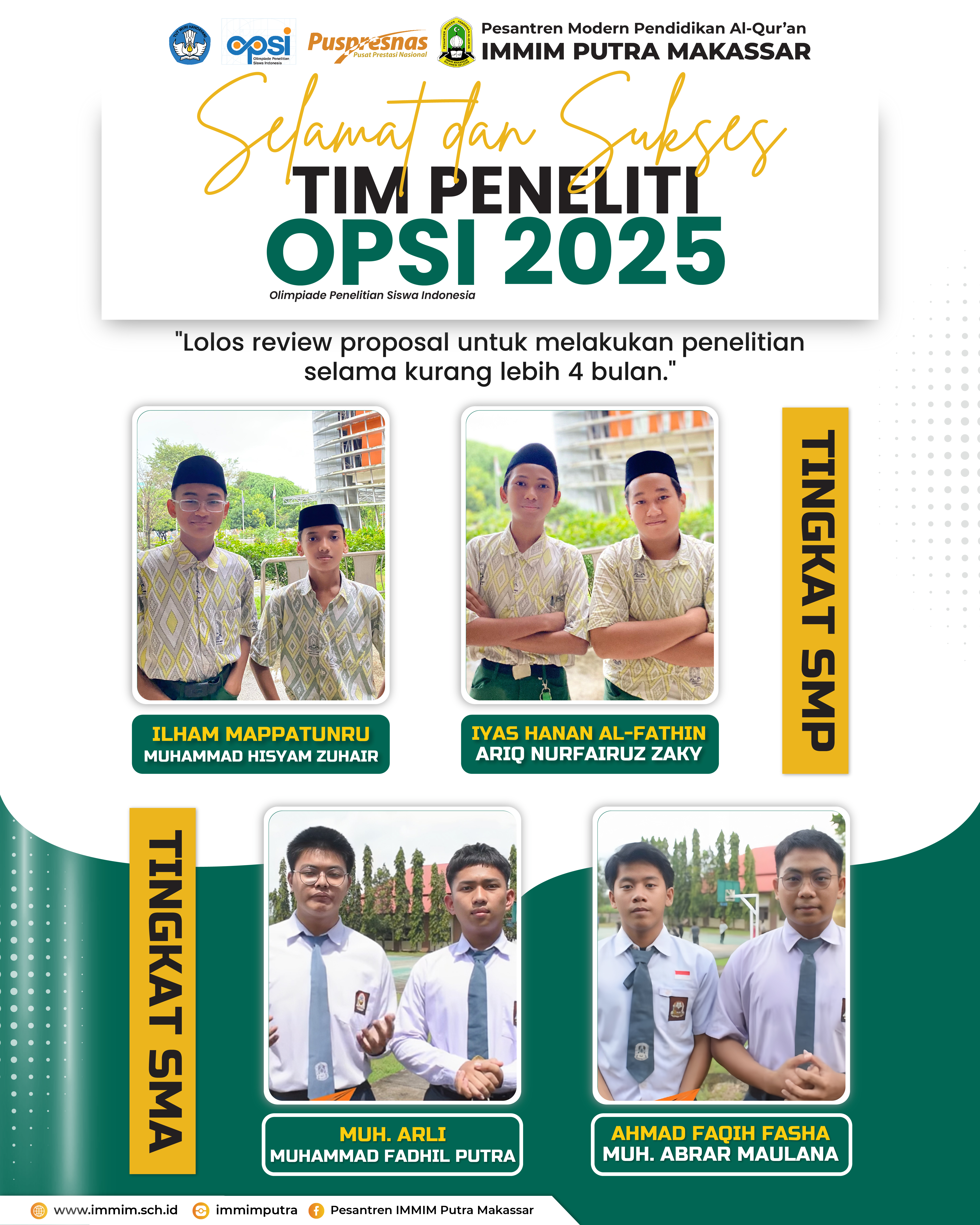🎓 4 Tim Santri IMMIM Lolos OPSI 2025, Siap Laksanakan Penelitian Selama 4 Bulan