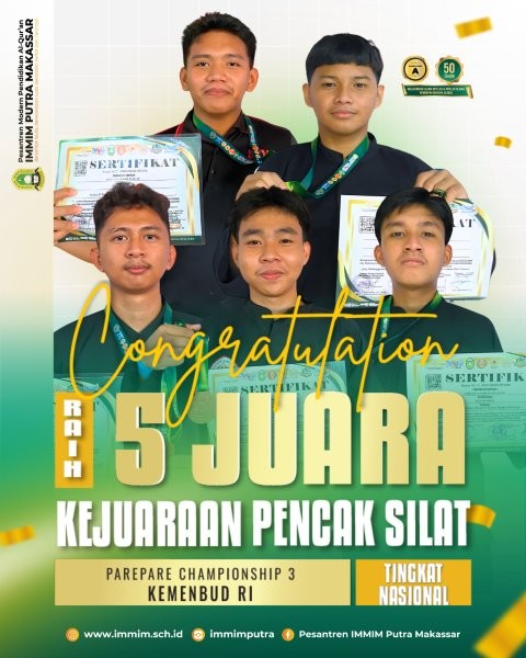 Lima Santri IMMIM Putra Raih Juara pada Kejuaraan Pencak Silat Tingkat Nasional