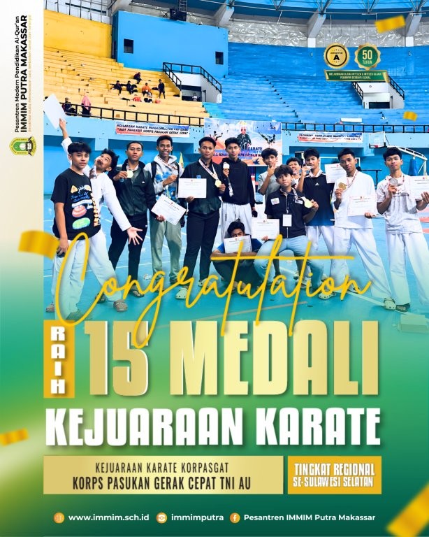 Santri IMMIM Putra Makassar Borong 15 Medali pada Kejuaraan Karate KORPASGAT Tingkat Regional Sulawesi Selatan