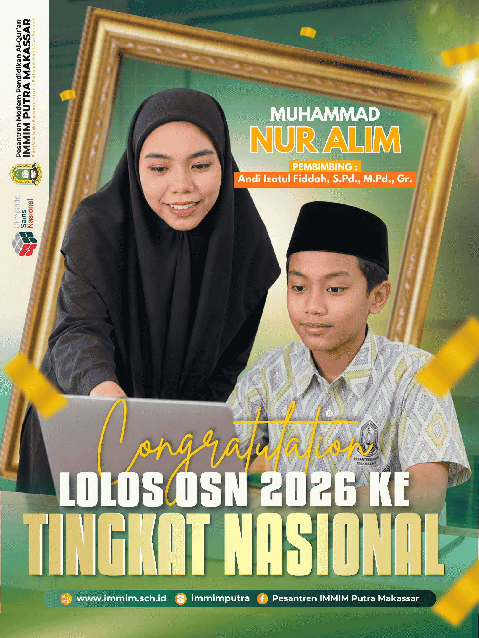 Santri IMMIM Putra Makassar Lolos OSN 2026 ke Tingkat Nasional Bidang IPS