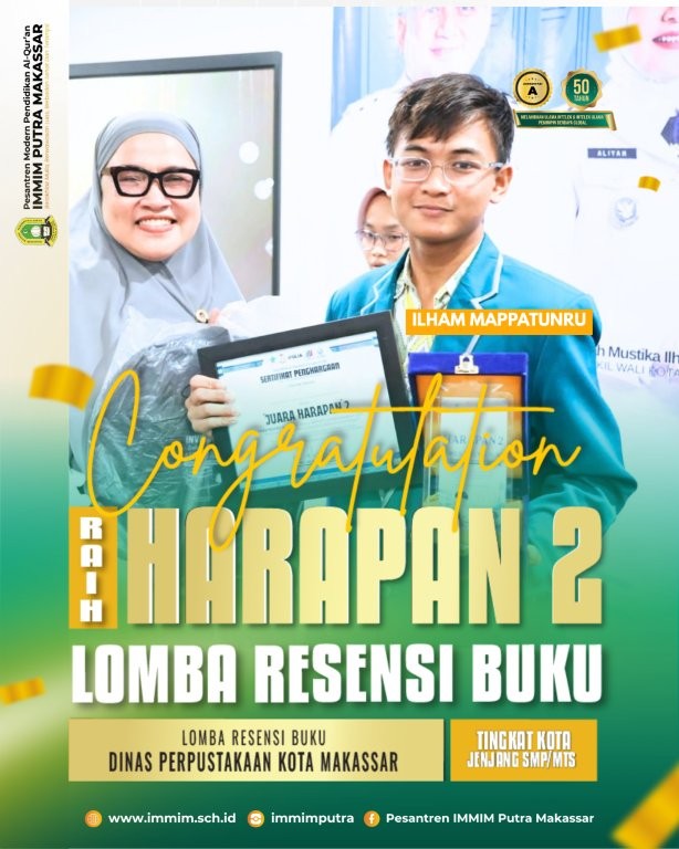 Santri IMMIM Putra Makassar Raih Juara Harapan 2 Lomba Resensi Buku Tingkat Kota Makassar