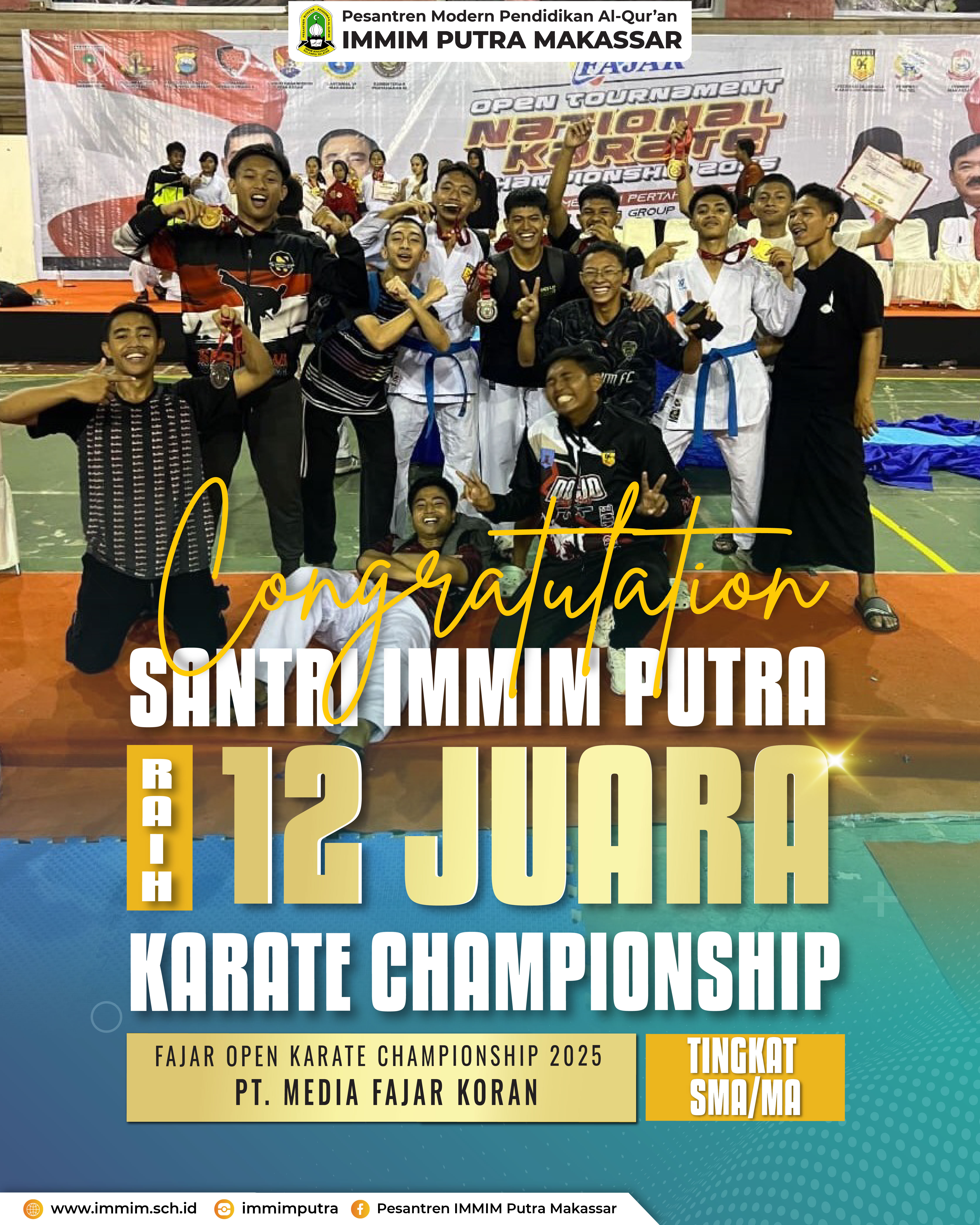 🥋 Santri IMMIM Raih 12 Gelar Juara di Fajar Open Karate Championship 2025
