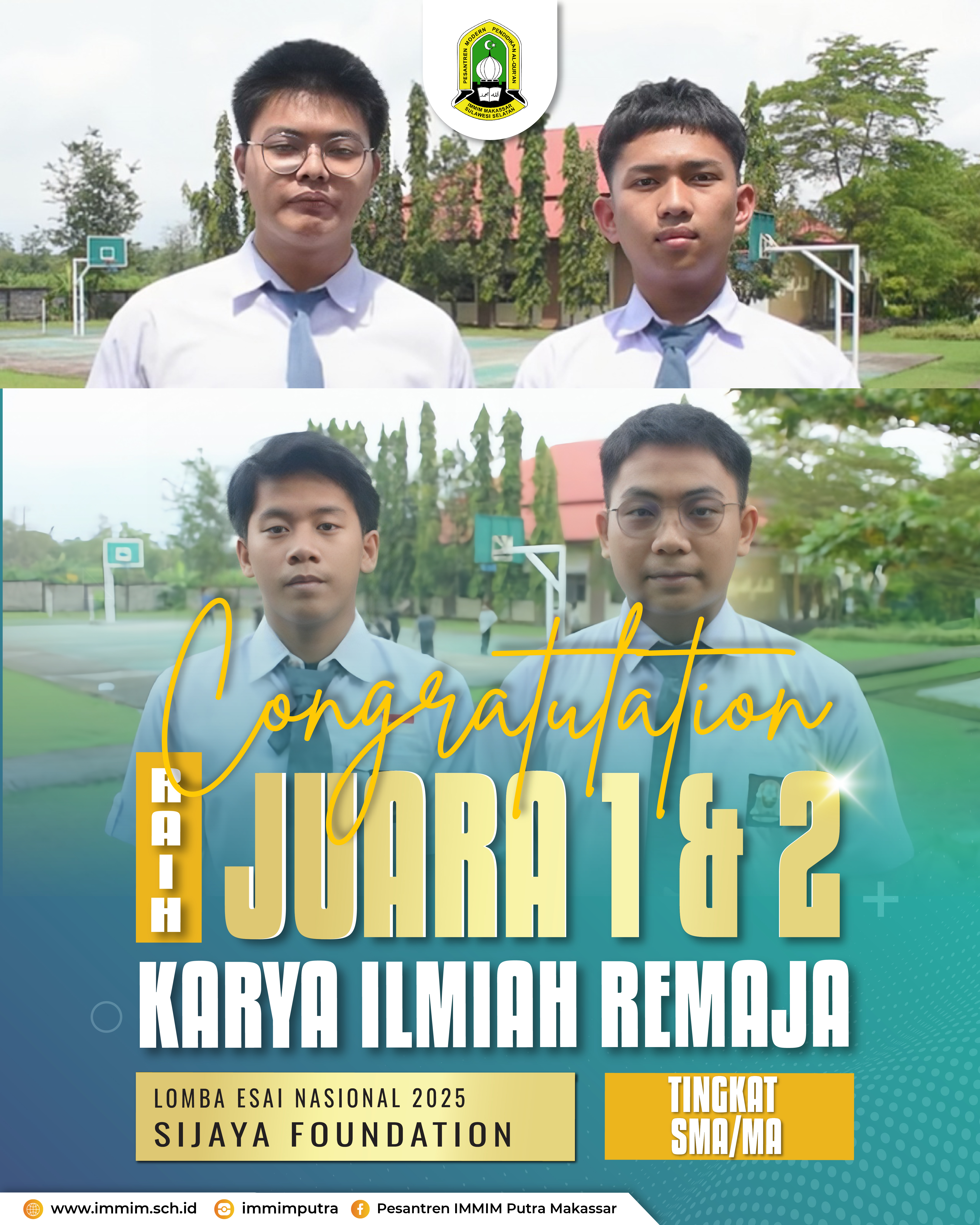 Santri IMMIM Raih Juara 1 & 2 Lomba Esai Nasional 2025 SIJAYA Foundation
