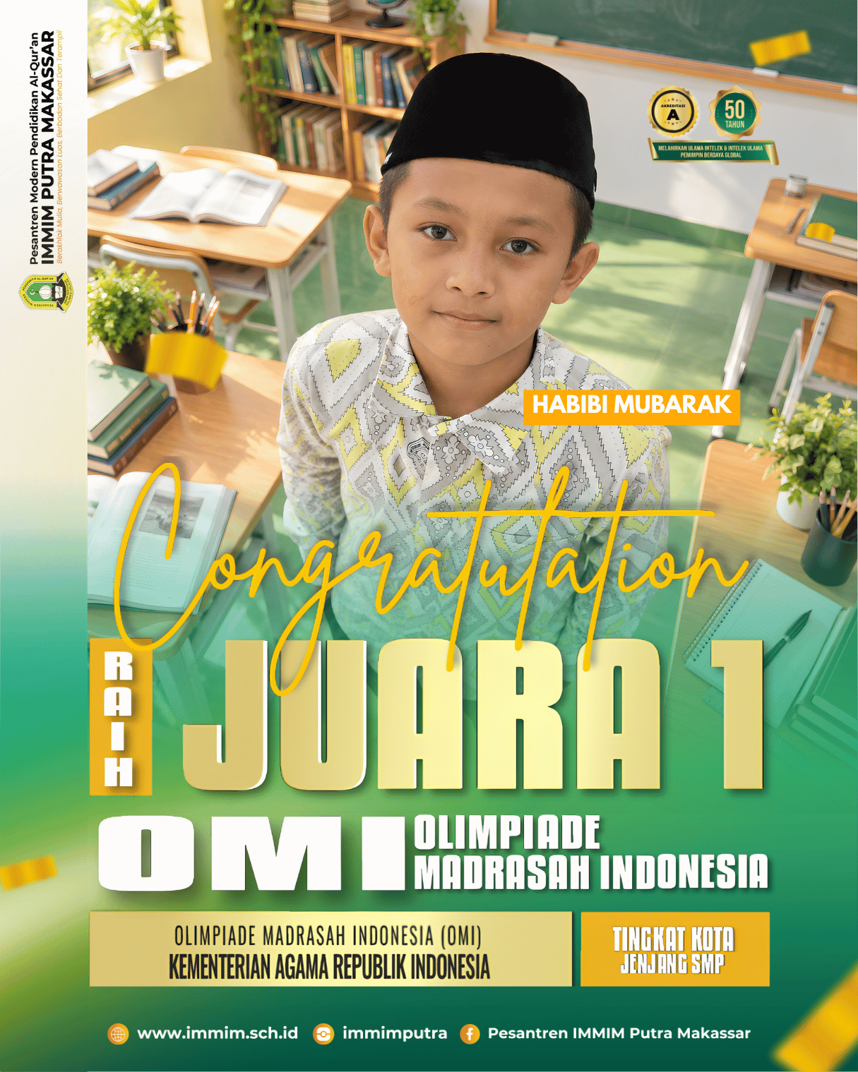 Santri IMMIM Raih Juara 1 OMI 2026 Mata Pelajaran IPA Tingkat Kota Makassar dan Melaju ke Tingkat Provinsi