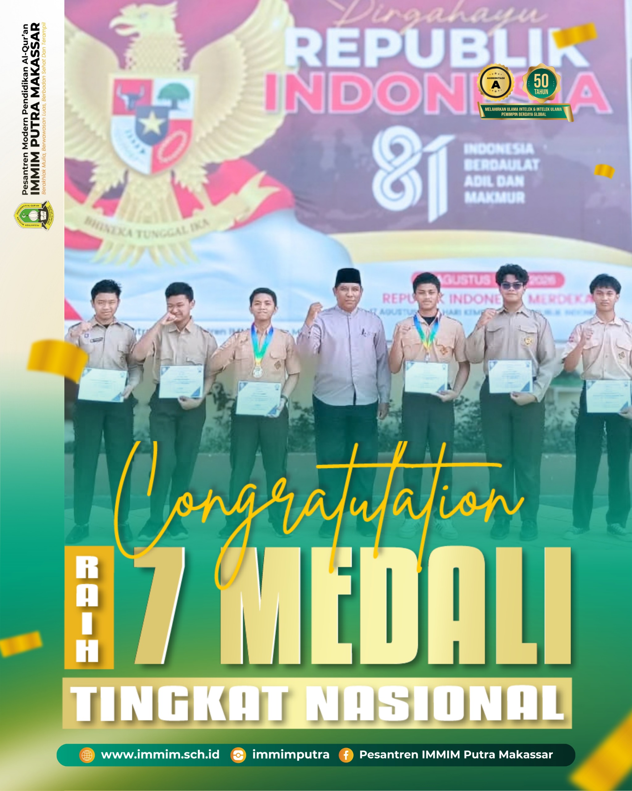 Santri Pesantren IMMIM Putra Makassar Raih 7 Medali Tingkat Nasional
