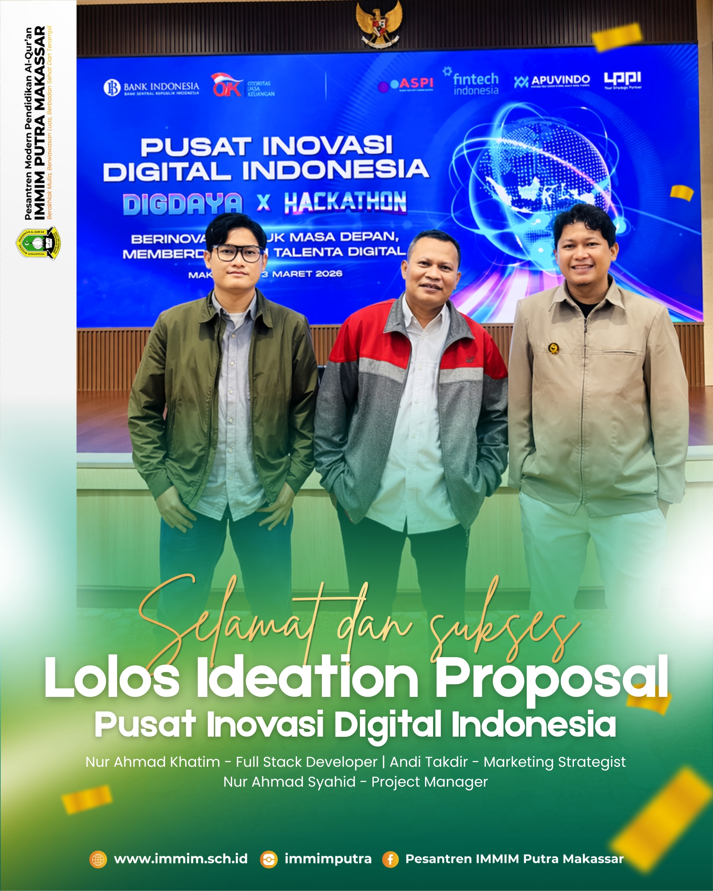 Tim Pesantren IMMIM Putra Lolos Ideation Proposal Pusat Inovasi Digital Indonesia (DIGDAYA x Hackathon)